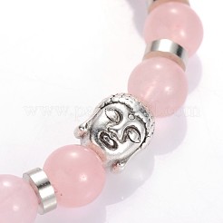 Buddha Head Gemstone Beaded Stretch Bracelets&nbsp;X-BJEW-JB01864-04