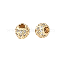 Rack Plating Brass Micro Pave Clear Cubic Zirconia Beads&nbsp;KK-Z060-21G