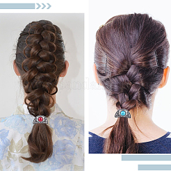 4Pcs 2 Colors Alloy & Resin Imitation Synthetic Turquoise & Polyester Hair Ties&nbsp;OHAR-CY0001-11