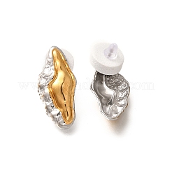 304 Stainless Steel Two Tone Stud Earrings&nbsp;LS-EJEW-G422-04GP-01