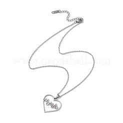 Non-Tarnish Hollow Heart 304 Stainless Steel Pendant Necklaces&nbsp;LS-NJEW-C033-01B-P