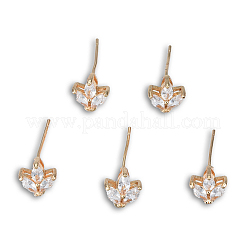 Brass Pave Clear Cubic Zirconia Stud Earring Findings&nbsp;X-KK-N235-041