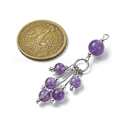 Natural Amethyst Round Tassel Big Pendants&nbsp;PALLOY-JF03281-05