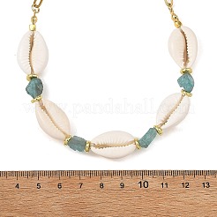 Natural Blue Apatite Chip & Cowrie Shell Beaded Necklaces for Women&nbsp;NJEW-JN06385