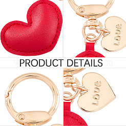 2Pcs Minimalist Leather Heart Earphone Case Keychain Bag Backpack Pendant Car Purse Keyring Charm&nbsp;KEYC-CL0001-60