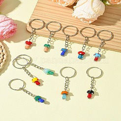 10Pcs Lampwork Mushroom Pendant Keychain&nbsp;KEYC-FS00021