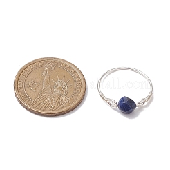 Faceted Round Natural Rose Quartz & Amethyst & Fluorite & Carnelian & Sodalite Beads Finger Rings&nbsp;RJEW-JR00792