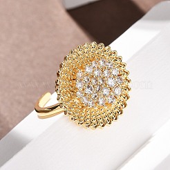 Brass Micro Pave Cubic Zirconia Cuff Open Rings&nbsp;RJEW-F204-05G