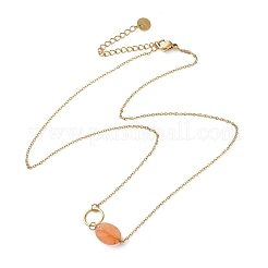 304 Stainless Steel & Dyed Natural White Jade Oval Link Chain Necklaces for Women&nbsp;NJEW-A045-10G