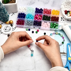 375Pcs 15 Colors Round Natural White Jade Beads and Elastic Thread&nbsp;DIY-SZ0004-21