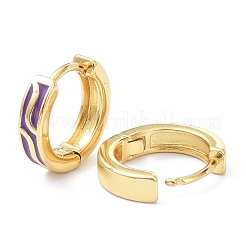 Brass Enamel Hoop Earrings&nbsp;KK-P205-11G