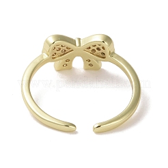 Brass Micro Pave Cubic Zirconia Open Cuff Ring&nbsp;RJEW-K256-58J-G