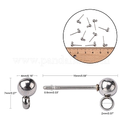 Non-Tarnish 304 Stainless Steel Stud Earring Findings&nbsp;STAS-E026-3