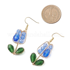 4 Pairs Brass Flower Dangle Earrings&nbsp;EJEW-TA00758