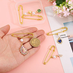 5Pcs Heart & Leaf Iron Safety Pins&nbsp;JEWB-CA00013