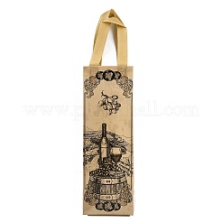 Printed Non-Woven Reusable Folding Wine Bottle Gift Bags with Handle&nbsp;ABAG-C012-05