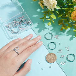 DIY Initial Letter Alphabet Charm Ring Making Kit&nbsp;STAS-NB0001-86