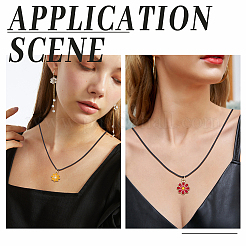 48Pcs 6 Colors Alloy Enamel Flower Pendant Waxed Cord Necklaces&nbsp;NJEW-GO00002