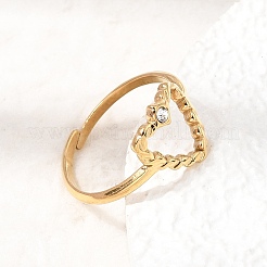 304 Stainless Steel Rhinestone Cuff Open Rings&nbsp;RB-CBAE630-01G-A