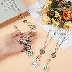 4Pcs Flat Round Alloy Pendant Decorations&nbsp;HJEW-OC00287