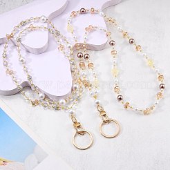 Acrylic & Glass Beads Card Holders Neck Strap Chain&nbsp;HJEW-SZ00065