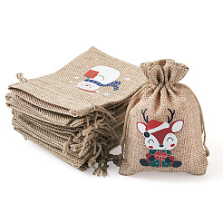 30Pcs 15 Styles Rectangle Jute Cloth Storage Pouches&nbsp;ABAG-KS0001-03