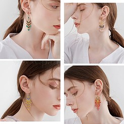 5Pair 5 Style Horse Eye & Ring Chandelier Earrings&nbsp;EJEW-SW00008