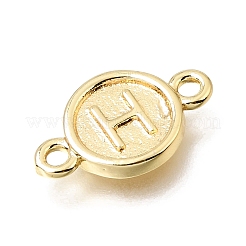 Brass Disc with Initial Links Connector Charms&nbsp;KK-E802-36G-H