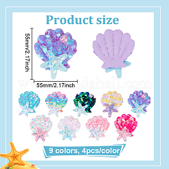36Pcs 9 Colors Polyester & Paillette Ornament Accessories&nbsp;DIY-PH0033-86