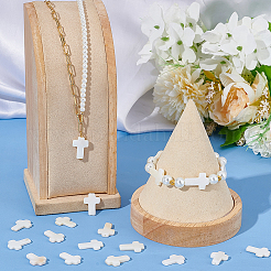 2 Strands Cross Natural Freshwater Shell Beads Strands&nbsp;SSHEL-SC0001-22