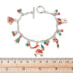 Christmas Alloy Enamel Charm Bracelets&nbsp;BJEW-H634-01C-KCGP