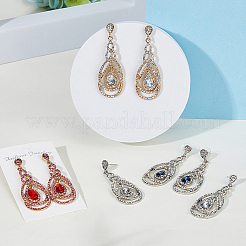 4 Pairs 4 Colors Rhinestone Teardrop Dangle Stud Earrings&nbsp;EJEW-FI0002-42