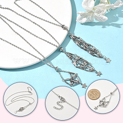 6Pcs 3 Styles Star Moon Stainless Steel Braided Chain Macrame Pouch Empty Stone Holder Pendant Necklace Making&nbsp;NJEW-SC0001-45