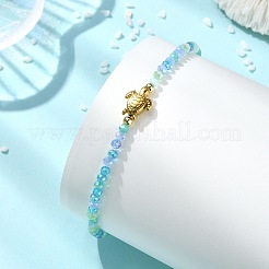 AB Color Plated Glass & 304 Stainless Steel Beaded Stretch Bracelets for Women&nbsp;BJEW-JB13923