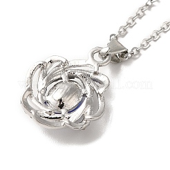 Rhinestone Flower Pandant Necklace with Cable Chains&nbsp;NJEW-K247-01P