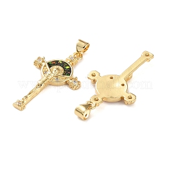 Brass Micro Pave Clear Cubic Zirconia Pendants&nbsp;KK-S048-01G