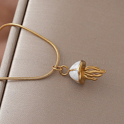 Vintage 304 Stainless Steel Enamel Ocean Jellyfish Pendant Round Snake Chain Necklaces for Women Men&nbsp;LS-DN2498