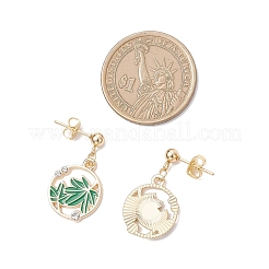 2 Pairs 304 Stainless Steel & Alloy Enamel Maple Leaf Dangle Stud Earrings&nbsp;EJEW-JE06638