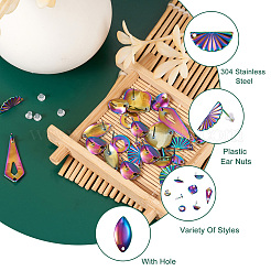 28Pcs 7 Style Rainbow Color 304 Stainless Steel Stud Earring Findings&nbsp;FIND-CW0001-20