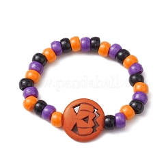 2Pcs 2 Styles Pumpkin Plastic Beaded Stretch Bracelet Sets&nbsp;BJEW-JB10888