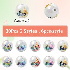 30Pcs 5 Styles UV Plating Iridescent Acrylic Beads&nbsp;OACR-SZ0001-91