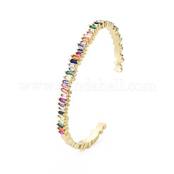 Brass Micro Pave Colorful Cubic Zirconia Cuff Bangle&nbsp;BJEW-T020-01-NF