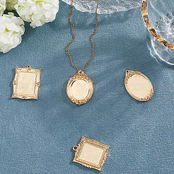 4Pcs 4 Styles Brass Pendant Cabochon Settings&nbsp;KK-BBC0020-15
