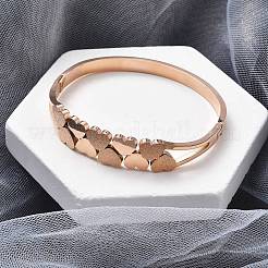 Ion Plating(IP) 304 Stainless Steel Hinged Bangles for Women&nbsp;BJEW-A011-19RG