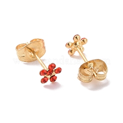 Rhinestone Flower Stud Earrings with 316L Surgical Stainless Steel Pins&nbsp;EJEW-P204-03G-01