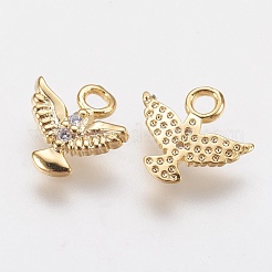 Brass Micro Pave Cubic Zirconia Charms&nbsp;ZIRC-G133-05G