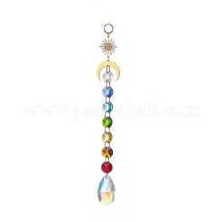 AB Color Glass Heart Teardrop Round Hanging Suncatcher Pendant Decoration&nbsp;HJEW-JM00902