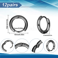 12 Pairs 304 Stainless Steel Huggie Hoop Earrings&nbsp;EJEW-SC0001-95