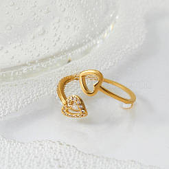 316 Surgical Stainless Steel Micro Pave Cubic Zirconia Cuff Open Rings for Women&nbsp;WGD6326-01