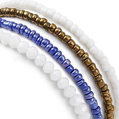 4Pcs 4 Style Glass Seed & Resin Evil Eye Beaded Stretch Bracelets Set&nbsp;BJEW-JB09896-01